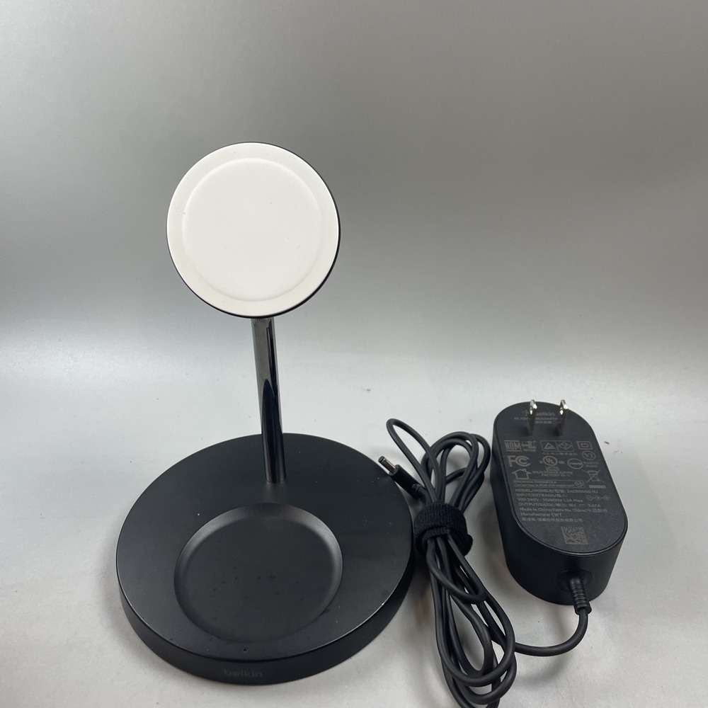 Belkin MagSafe 2in1 Wireless Charging Stand WIZ010 Fast Charger Black